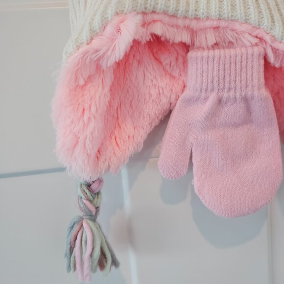 Toddler Girls Unicorn Winter Hat and Mitten Set NWT 2t-4t Capelli New York - Picture 5 of 8